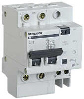 Выключатель автоматический дифференциальный АД12 2п 40А C 40А тип AC (3,9 мод) GENERICA | код. MAD15-2-040-C-030 | IEK 